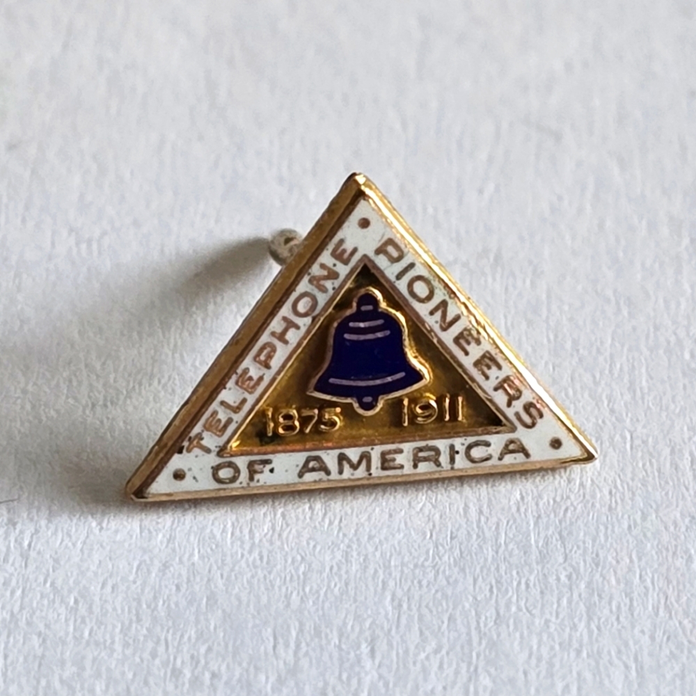 Vintage pin Telephone Pioneers of America triangle telecom telecommunications